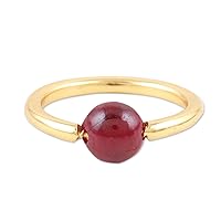 NOVICA Artisan Handmade 18k Gold Plated Ruby Single Stone Ring from India Gemstone Birthstone 'Return to Saturn in Red'