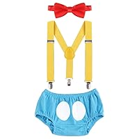 IBTOM CASTLE Baby Boy's Cake Smash 1st/2nd/3rd Birthday Bowtie Outfits Y Back Clip Adjustable Suspenders Bloomers Clothes Set