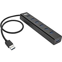 TRIPP LITE 7-Port Portable USB 3.0 SuperSpeed Mini Hub/Splitter Portable Aluminum 5 Gbps Data Transfer, Black (U360-007-AL)
