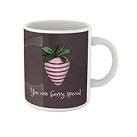 Coffee Mug Strawberry in Chocolate Frosting Short Pun Message Saying You 11 Oz Ceramic Tea Cup Mugs Best Gift Or Souvenir For Family Friends Coworkers