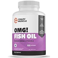 Crazy Muscle Keto Friendly Omega 3 Fish Oils Supplements - NO Fishy Burps - 100% Anchovies (Lower Mercury with Small Fish) and Non-GMO: 250% More DHA EPA Lowering Cholesterol Products - 120 Softgels