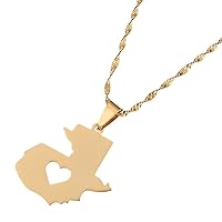 BR Gold Jewelry Guatemala Map Pendant Necklace for Women Guatemalan Heart Map of Guatemala