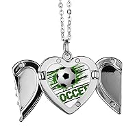 Green Soccer Football Sports Angel Wings Necklace Pendant Fashion Gift, ys/m