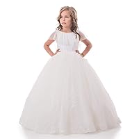 Ivory Chiffon Tulle Girls Communion Special Occasion Dress Party Dress