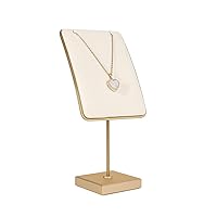 GemeShou Beige jewelry stand necklace holder, Gold necklace display stands for selling, Velvet necklace hanger storage【Beige】