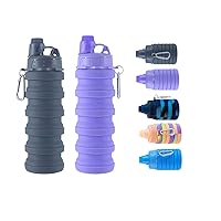 Kemier Collapsible Silicone Water Bottles - 750ML Leakproof Valve