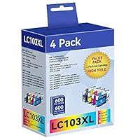LC103 Ink Cartridges Replacement for Brother LC103 XL LC101 LC-103XL LC103XL LC103BK LC103C LC103M LC103Y to use with MFC-J870DW MFC-J6920DW MFC-J6520DW MFC-J450DW MFC-J470DW MFC-J470DW