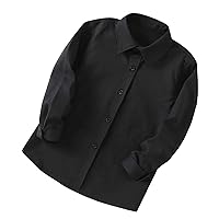 Plus Size Jackets For Girl 2023 2024 Toddler Boys Button Blouse Shirt Long Sleeve Solid Color Tops Tees Gentleman's School Uniform T-Shirts Black 130