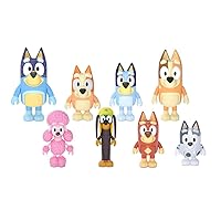 BLUEY Family and Friends Figure 8-Pack: Articulated 2.5 Inch Action Figures, Bingo, Bandit (Dad), Chilli (Mum), Coco, Snickers, Rusty and Muffin Official Collectable Toy