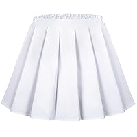 Auranso Girls Pleated Skirt Kids Tennis Elastic Waist Uniform Plaid Skirt 4-14 Y