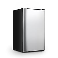 Upright Freezer with Reversible Single Door, 3.5 Cubic Feet Stainless Steel Compact Freezer, Silver Adjustable Thermostat Removable Shelves Mini Freezer, Applicable to Home, Kitchen, Office