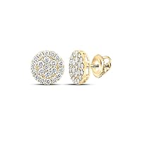 10K Yellow Gold Mens Diamond Cluster Earrings 2 Ctw.