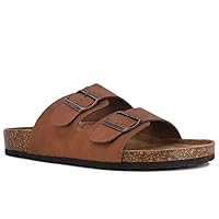 Nautica Men's Sandals - Casual Slides with 2 Adjustable Buckle Straps and Cork Footbed for Ultimate Comfort and Style
