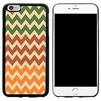 Chunky Chevron Autumn Orange Green Chevron Design iPhone 6/6s Plus Hybrid Case Cover, Black