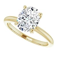 10K Solid Yellow Gold Handmade Engagement Ring 2 CT Oval Cut Moissanite Diamond Solitaire Wedding/Bridal Ring for Women/Her Bride Ring