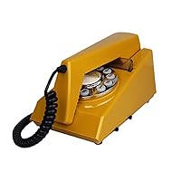 Vintage Retro Landline Phone for Home Use for Both Wall and Desktop European Antique Telephone, Family, Office, Luxury Residence, Star Hotel, Gallery, Jewelry Company, Etc, Yellow
