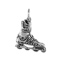 Sterling Silver Roller Blades Necklace Antiqued Finish 5/8 inch, 16-30 inch 0.8mm Box Chain