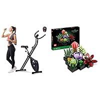 EVOLAND Exercise Bike, Fitness Bike with LCD Display and 8-Level Adjustable Magnetic Resistance & LEGO 10309 Icons Succulents Artificial Plants Set for Adults, Home Décor, Creative Hobby