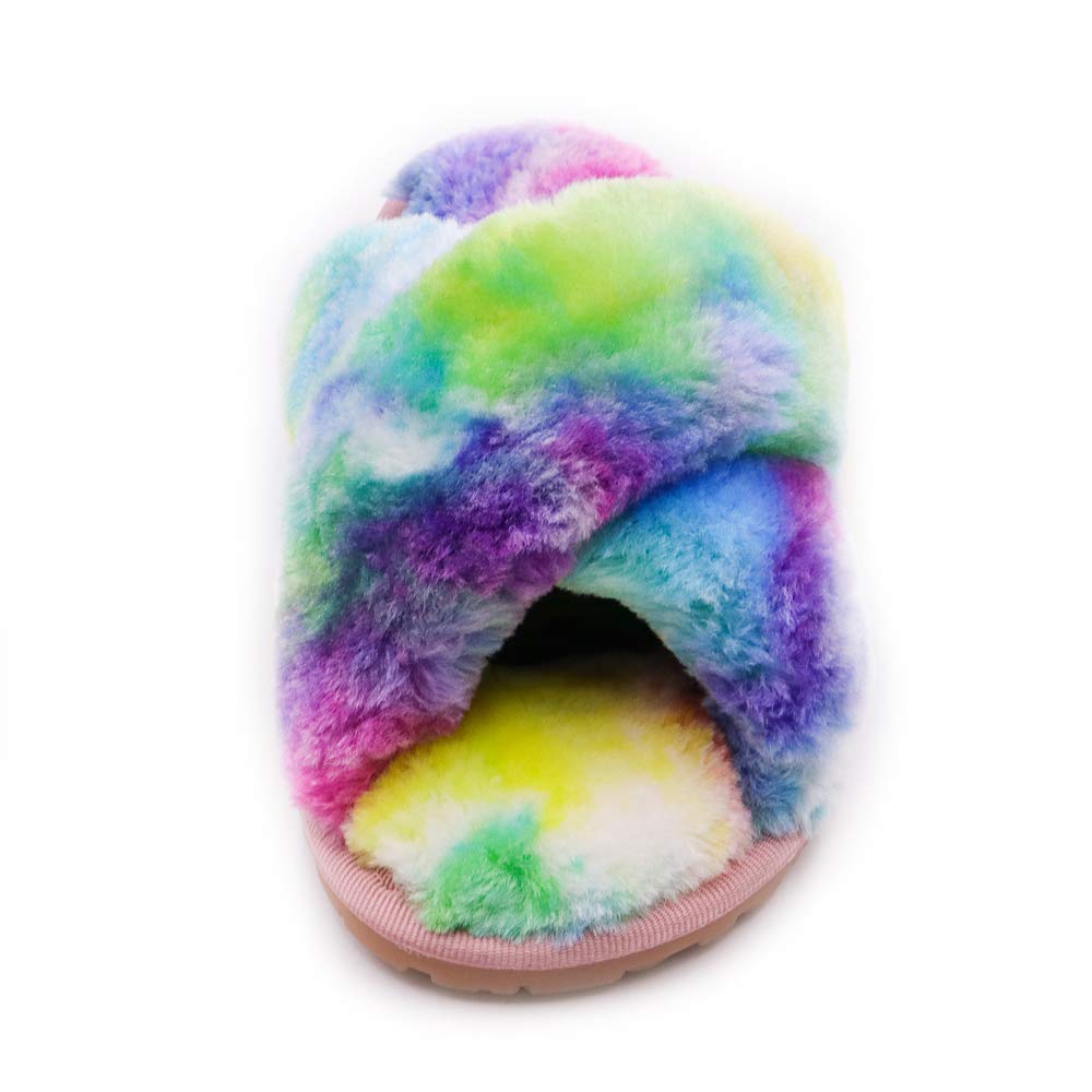 Women's Fuzzy Cross Band House Slippers Soft Plush Furry Fur Open Toe Cozy Memory Foam Winter Warm Comfy Slip On Breathable Sandals Indoor Outdoor Slippers for Women and Girls