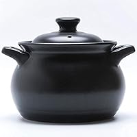 Ceramic Casserole Earthen Pot Clay Pot for Cooking Ceramic Cookware - Casserole Dishes with Lids - the Open Flame Is Resistant to High Temperatures - Black