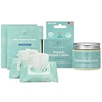 Organic Nipple Cream - Breastfeeding Balm | Witch Hazel Pad Liners for Postpartum Care (2-Pack)