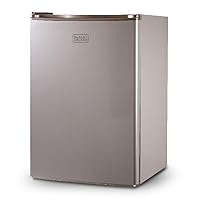 BLACK+DECKER BCRK25V Compact Refrigerator Energy Star Single Door Mini Fridge with Freezer, Cubic Feet, VCM, 2.5 cu.ft, Brushed Metal Finish,Grey