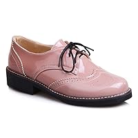 Women's Classic Flat Saddle Oxford Shoes Wingtip Lace Up Perforated Low Heel Vintage Oxfords Brogues