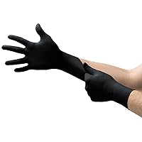 Microflex Onyx N64 Nitrile Gloves - Disposable, Non-Latex, Textured, Black, Size Large (pack of 100)