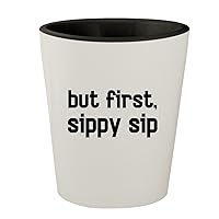 But First Sippy Sip - White Outer & Black Inner Ceramic 1.5oz Shot Glass
