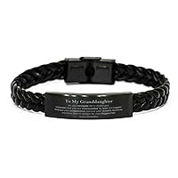 To My Granddaughter Supporting Braided Leather Bracelet, I'll always be your biggest fan, Inspirational Birthday Unique Gifts for Granddaughter from Grandma