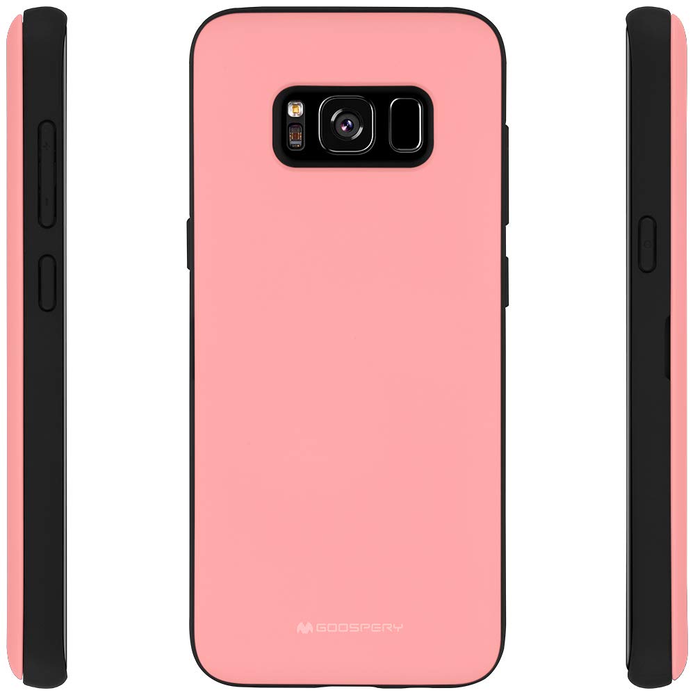 GOOSPERY Galaxy S8 Wallet Case with Card Holder, Protective Dual Layer Bumper Phone Case (Pink)
