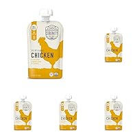 Serenity Kids 6+ Months Baby Food Pouches Puree Made With Ethically Sourced Meats & Organic Veggies | 3.5 Ounce BPA-Free Pouch | Free Range Chicken, Pea, Carrot | 1 Count (Pack of 5)