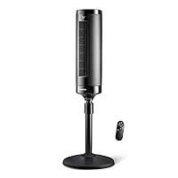 Elevation 42”-54” Adjustable Height Pedestal Tower Fans for Home, 31 ft/s Airflow, Quiet 28 dB on Low, 90° Oscillation, 12 Hour Timer, Remote Control, Black, EST100