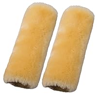 2 Pack Car Seat Belt Cover Cushion, Fluffy Soft Sheepskin Auto Should Seat Belt Pads, Neck Protector for Women Adults Baby Kids Pet (Golden Yellow)