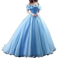 Cinderella Princess Dress Off Shoulder Ball Gown Costume Quinceanera Dresses