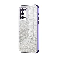Phone Case Compatible with OPPO A54 5G/A74 5G Case,Clear Glitter Electroplating Hybrid Protective Phone Cover,Slim Transparent Anti-Scratch Shock Absorption TPU Bumper Case Compatible with A54 5G/A74