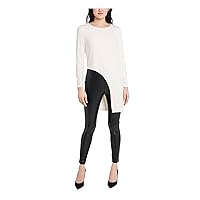 Vince Camuto Womens Ivory Cut Out Darted Asymmetrical Long Sleeve Round Neck Tunic Top S