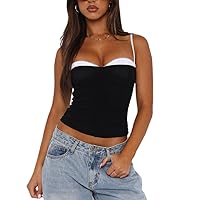 Women's Tank Top Spaghetti Strap Camisoles Sleeveless Square Neck Cami Tops Lace Crop Tank Top Summer Y2K Streetwear
