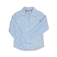 French Toast Big Girls' L/S Notched Collar Blouse (Sizes 7-20) - Blue, 20