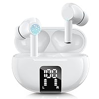 Wireless Ear Buds Bluetooth Earbuds, 40H Playback LED Power Display Bluetooth 5.3 Headphones with Mic, HiFi Stereo Sound, IPX5 Waterproof in-Ear Earphones for iPhone/Samsung/Android (White)