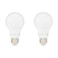 Amazon Basics A19 LED Light Bulb, 60 Watt Equivalent, Energy Efficient 9W, E26 Standard Base, Soft White 2700K, Non-Dimmable, 10,000 Hour Lifetime , 2-Pack