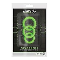 Ouch GITD 3Pc Silicone Cockring Set Grn OU731GLO