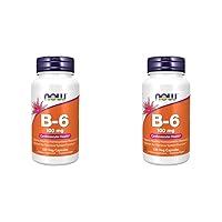 NOW Supplements, Vitamin B-6 (Pyridoxine HCl) 100 mg, Cardiovascular Health*, 100 Veg Capsules (Pack of 2)