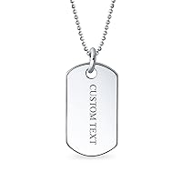 Vaxxed Checkbox Unisex Engrave Medium Plain Simple Basic Cool Men's Identification Military Army Dog Tag Pendant Necklace For Men Teens Polished .925 Sterling Silver Small Medium Large Sizes