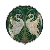 Art Nouveau Swans - Swan Couple Pill Box - Charm Pill Box - Glass Candy Box
