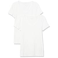 Amazon Essentials Women's Slim-Fit Short-Sleeve V-Neck T-Shirt, Pack of 2