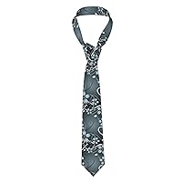 Blue Flower Print Men'S Novelty Necktie Ties With Unique Wedding, Business,Party Gifts Every Outfit