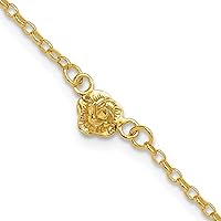 8.5mm 925 Sterling Silver Gold tone Flower Charm Anklet 9 Inch Jewelry for Women
