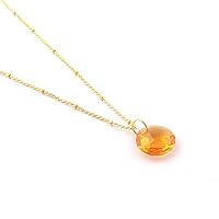 Guntaas Gems Tiny Citrine Quartz Necklace Brass Gold Plated Gemstone Dainty Necklace Gift For Her