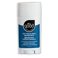 All Good Aluminum Free Deodorant Stick - Natural Deodorant w/Shea Butter & Aloe Vera, Bio-Active Formula, Vegan, Underarm Odor Protection for Men & Women (Tea Tree & Basil)